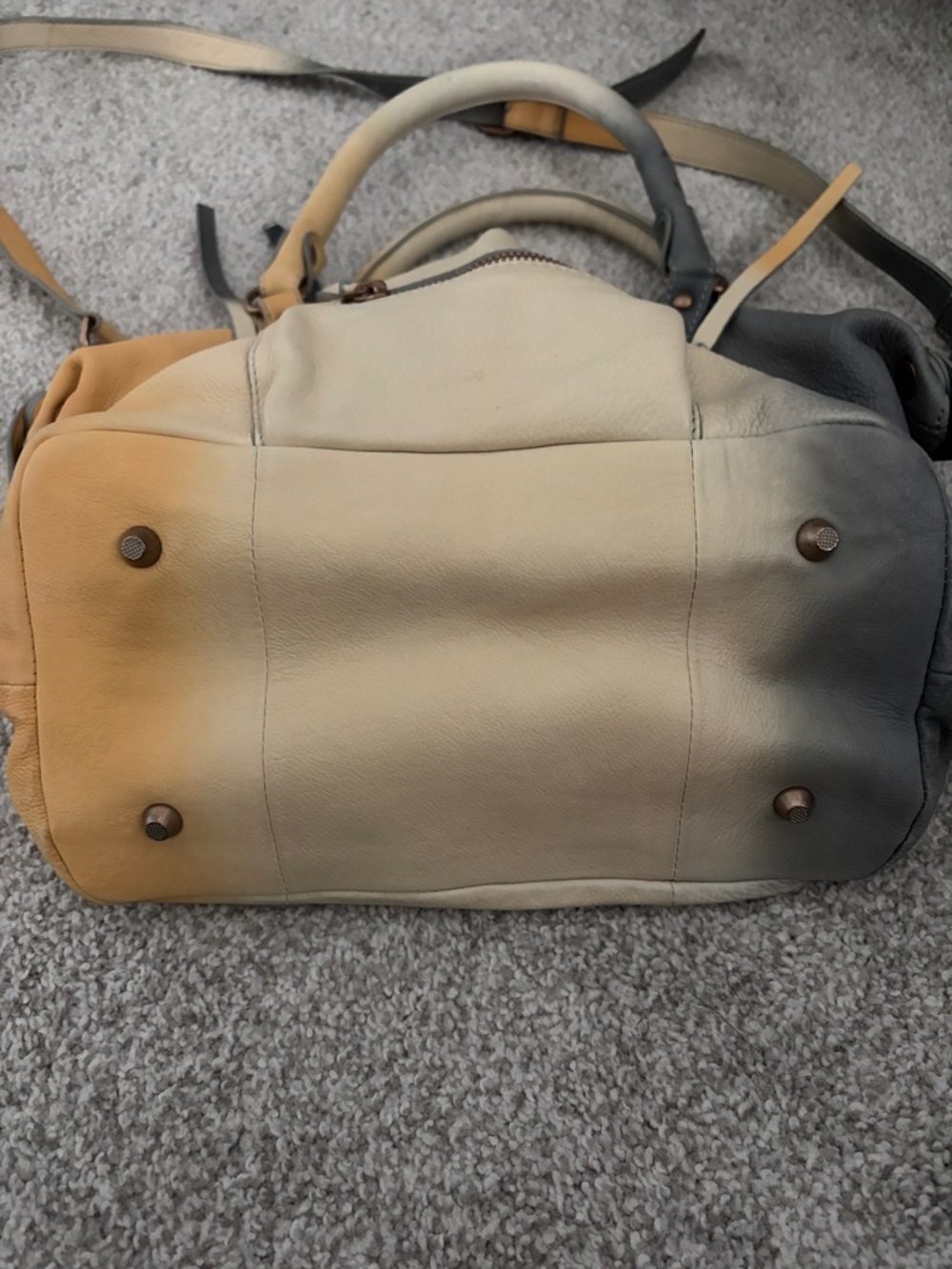 Free People Italian Straw Ombre Baby Emerson Leather Satchel - Beige, Gray & Tan - Picture 4 of 4